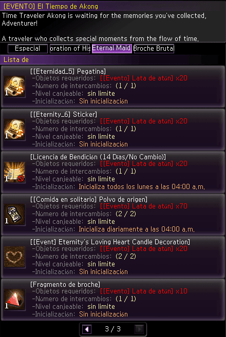 NPC El Tiempo de Akong — pestaña Eternal Maid (3/3)