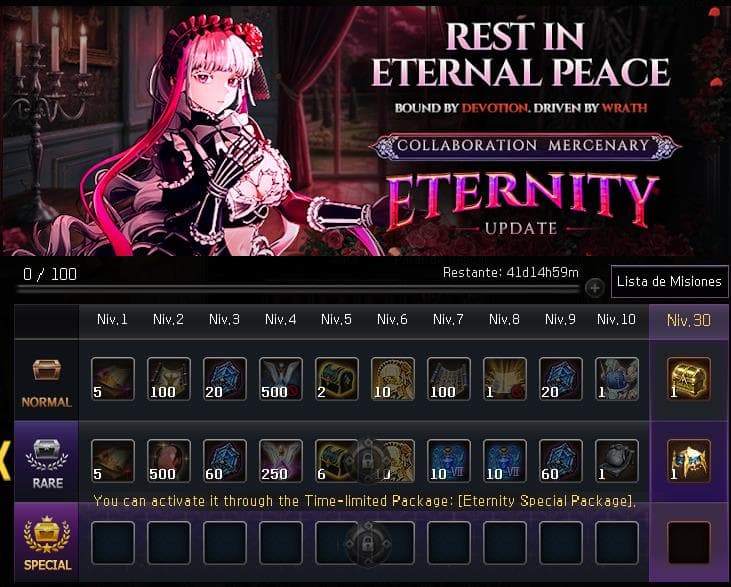 Pass de Eternity — niveles 1 al 10