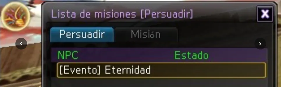 Botón Lista de Misiones