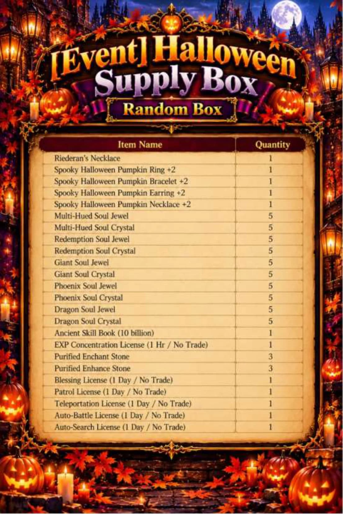 Halloween Supply Box — contenido completo