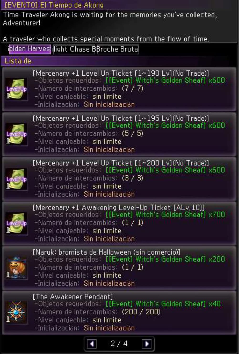 NPC El Tiempo de Akong — catálogo 2/4