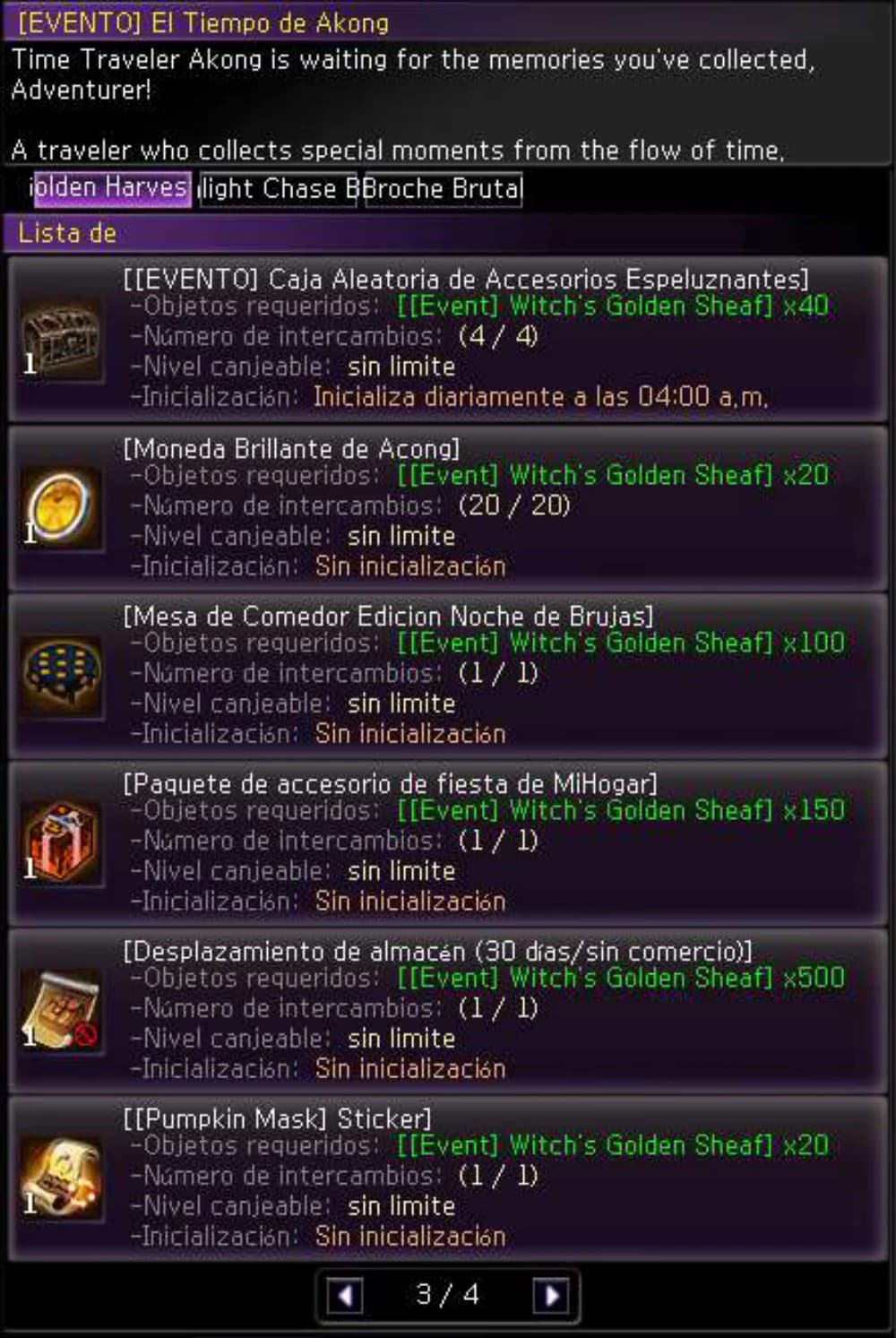 NPC El Tiempo de Akong — catálogo 3/4