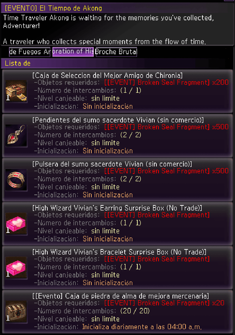 Catálogo NPC — Set de Vivian y piedras de mejora (3/5)