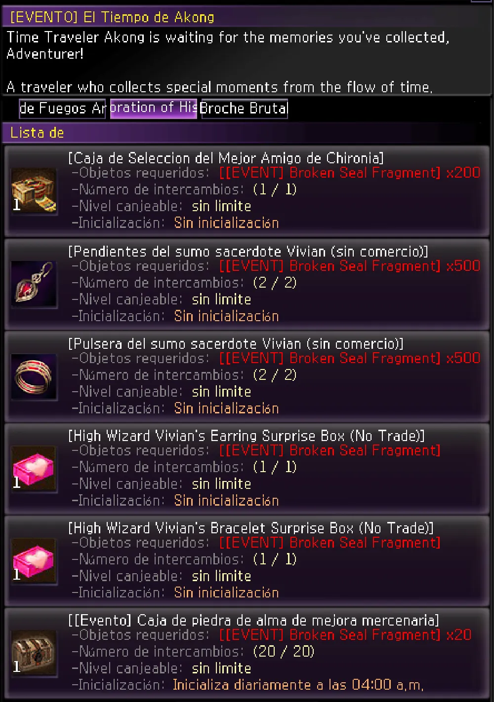Catálogo NPC — Set de Vivian y piedras de mejora (3/5)