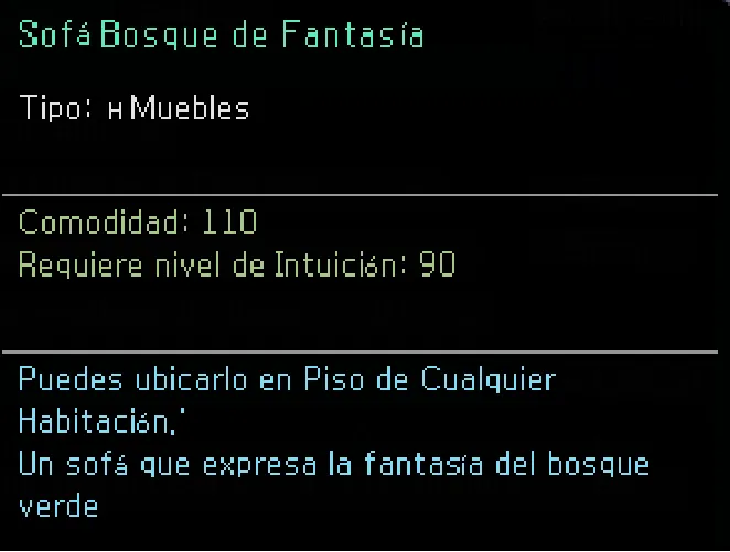 Sofá Bosque de Fantasía — 110 de comodidad, requiere nivel 90 de Mirada