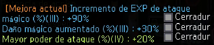Ejemplo de mejora actual: 90% + 30% + 20%